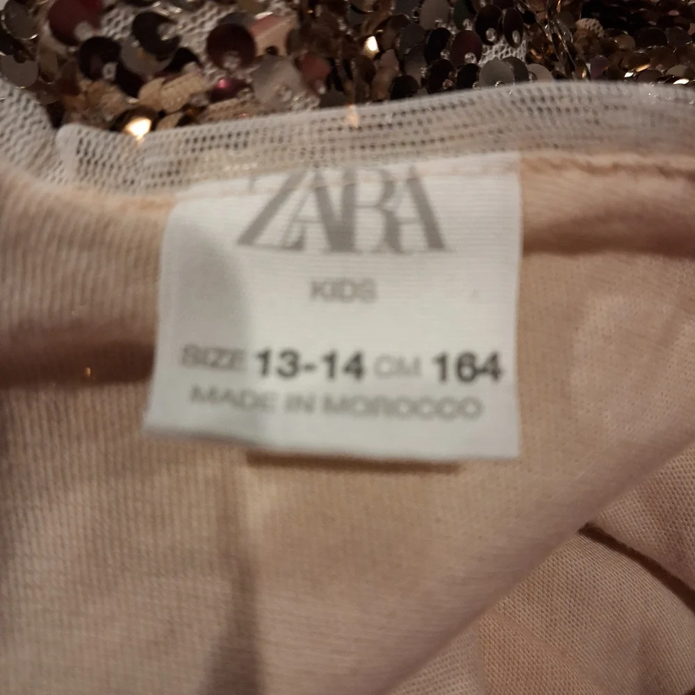 Zara Kids Size 13/14 Yr Gold Sequins Holiday Dress - Picture 4 of 7